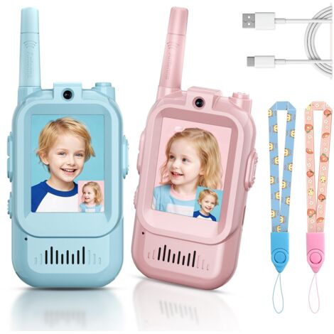 Talkie-Walkie Vidéo Enfants - 2 Unités Rechargeables - Portée Jusqu'à 400 M En Plein Air - Pour Jeux Intérieurs/Extérieurs - Âge 3 À 12 Ans