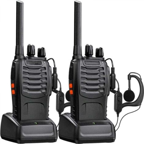 Talkies-walkies Baofeng longue portée rechargeables professionnels 16 canaux PMR, avec oreillette, chargeur USB et batterie (1 paire)-AquaForge