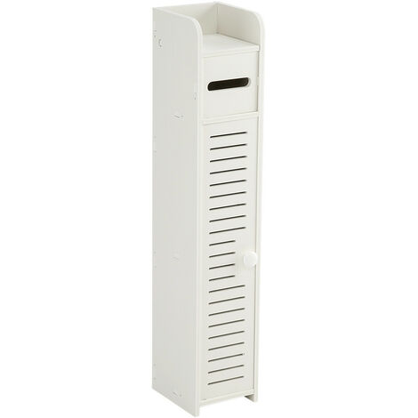 main image of "Tall Bathroom Cabinet, 4 Tier Narrow Bathroom Storage Wood Plastic Board Storage Shelf Rack Organiser Tallboy Unit DIY (White)"