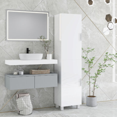 Tall Bathroom Cabinet, Freestanding Bathroom Cabinet with Adjustable Shelves and Double Doors