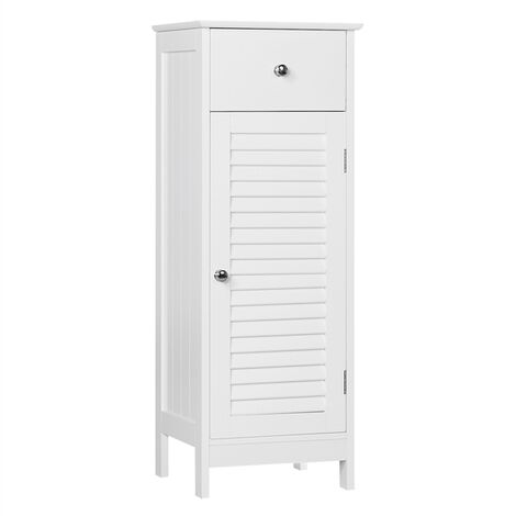 main image of "Tall Bathroom Storage Cabinet Free-Standing Bedroom Hallway Side Cabinet Cupboard Storage Unit with Drawer MDF White 32 x 30 x 87 cm"