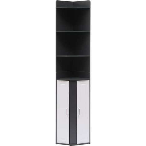 Tall Cabinet for Living Room Corner Cabinet Corner Shelf Unit, Tall Bookcase for Corner (Dark Grey)
