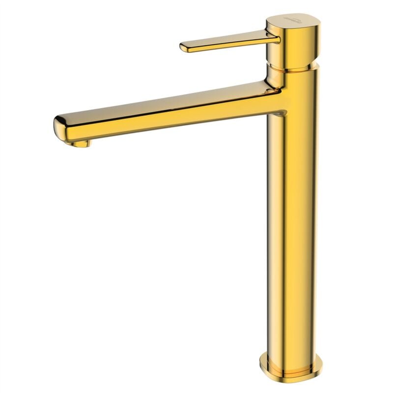 Tall Gold Brass Bathroom Basin Tap Sink Faucet Single Lever Standing Mixer