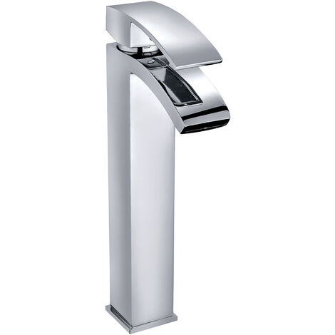 Tall Luxury Modern High Rise Curve Mono Basin Mixer - Chrome
