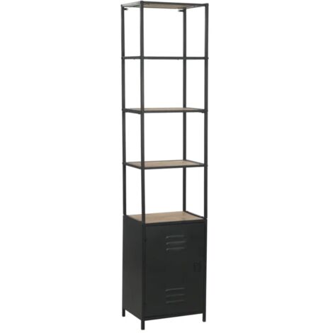 Tall Narrow Bookcase Vintage Industrial Cabinet Slim Display Unit