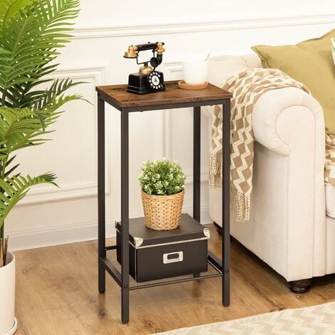 Hommoo End Table, Square Side Table Modern Night Stand with 2-Tier Storage Shelf, Living Room Small Coffee Table, Wood Finish Bedside Table for