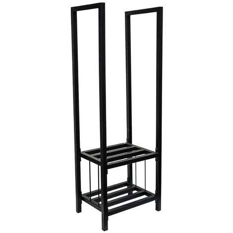 Tall Square Shelved Log Storage - Mild Steel - L38 x W42 x H120 cm - Black