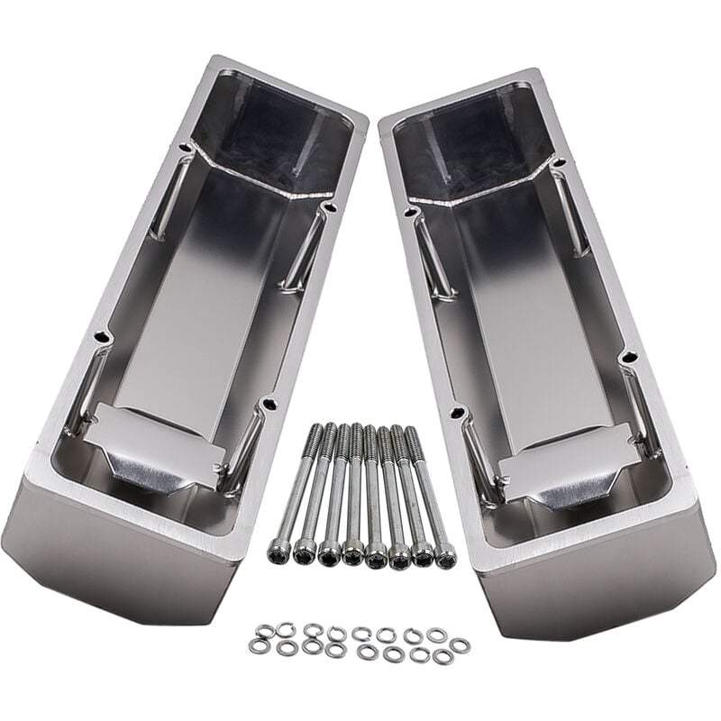 Image of Tall Valve Covers For Chevy Chevrolet sbc Retro Finned Aluminum 283 327 350 383