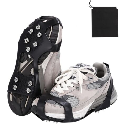 (Talla M (Talla 35-40)) 1 Crampones de doble punta, garras antideslizantes, calzado antideslizante, tacos de agarre para nieve con 10 puntas, para senderismo, caza y caminatas en invierno, protección 
