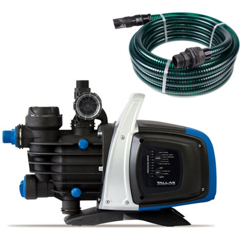 Tallas D-EBOOST 850 mit Ansaugschlauch - Hauswasserautomat - 3.180 L/Std. - 850W - Förderhöhe 43 m - Inkl. Wasserfilter - Trockenlaufschutz - Gartenpumpe
