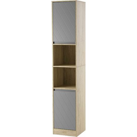 Tallboy Bathroom Cabinet Storage, Tall Cabinet with Shelves and Doors, Cupboard Freestanding for Bedroom, Kitchen, Hallway