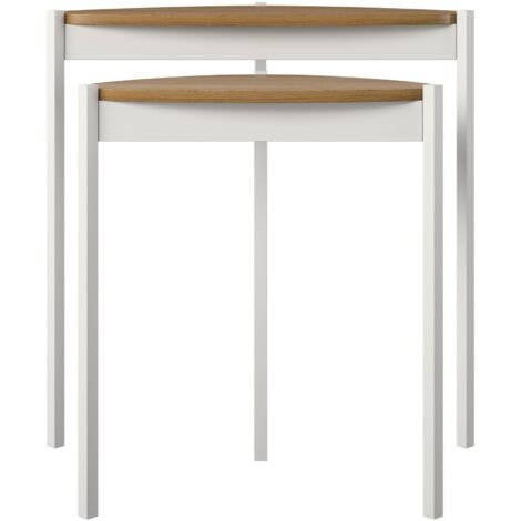 TallulahTables gigognes en MDF Noyer et Structure en Métal Blanc