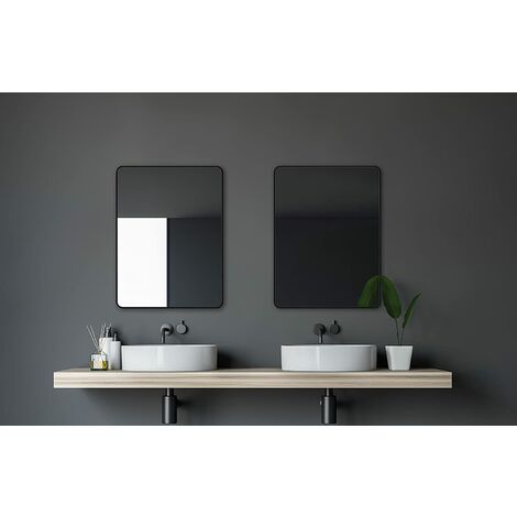 Talos Black Living Badspiegel 80 x 60 cm - Badezimmerspiegel - matt schwarz