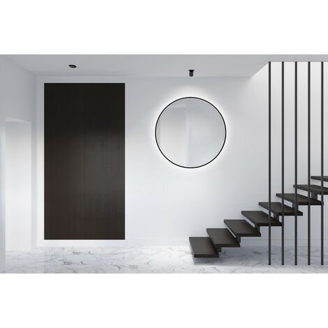 Talos Black Oros Light Spiegel - rund, 100 cm - runder Wandspiegel in matt schwarz - Wandspiegel mit LED - Badspiegel rund mit hochwertigen Aluminiumrahmen - Badezimmerspiegel mit indirekter LED-Beleu