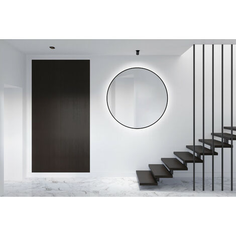Talos Black Oros Light Spiegel - rund, 120 cm - runder Wandspiegel in matt schwarz - Wandspiegel mit LED - Badspiegel rund mit hochwertigen Aluminiumrahmen - Badezimmerspiegel mit indirekter LED-Beleu