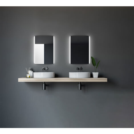 Talos Chic Badspiegel 50 x70 cm - Badezimmerspiegel mit LED Beleuchtung in neutralweiÃŸ - Spiegel mit An-Aus Taster am Rahmen