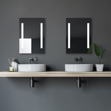 Talos Horizon Badspiegel 50 x 70 cm - Badezimmerspiegel mit LED Beleuchtung in neutralweiß – Spiegel mit An-Aus Taster am Rahmen
