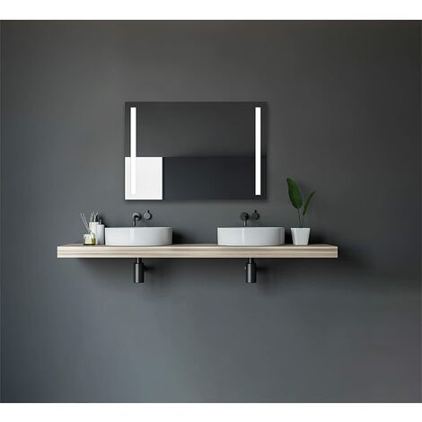 Talos Light Badspiegel mit Beleuchtung - LED Badezimmerspiegel 100x70 cm - Wandspiegel mit LED Lichtausschnitt - Spiegel mit Lichtfarbe neutralweiß - Lichtspiegel mit Aluminiumrahmen
