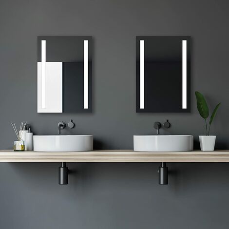 Talos Light Badspiegel mit Beleuchtung - LED Badezimmerspiegel 50x70 cm - Wandspiegel mit LED Lichtausschnitt, Spiegel mit Lichtfarbe neutralweiÃŸ - Lichtspiegel mit Aluminiumrahmen