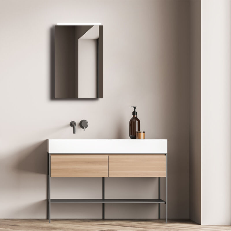 Talos - Mirage 40 x 60 x 13,1 cm - armoire de toilette avec éclairage - corps en aluminium de haute qualité avec interrupteur à bascule - miroir