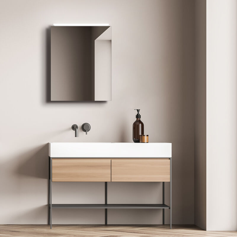 Talos - Armoire de toilette avec miroir Mirage avec éclairage 50 x 60 cm - adaptée aux pièces humides grâce au corps en aluminium de haute qualité