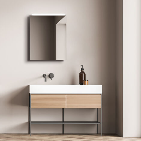 Talos Mirage Badspiegel - Badezimmerspiegel mit LED Beleuchtung in neutralweiß - Spiegelschrank - silber