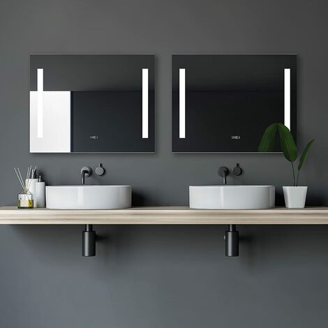 Talos Moon Badspiegel mit Beleuchtung - LED Badezimmerspiegel 120x70 cm - LED Spiegel mit umlaufenden Raumlicht - Spiegel mit Lichtfarbe neutralweiß - Lichtspiegel mit Aluminiumrahmen