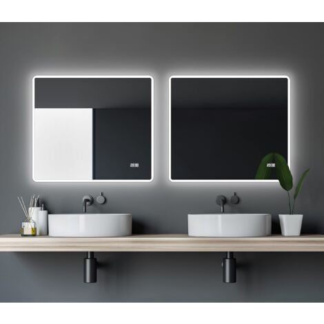 Talos Specchio da Bagno Sun LED con Luce Bianca Calda - Cornice Luminosa - 80x70 cm