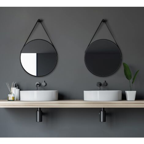 Talos Specchio Rotondo di Design Black Style, Diametro 50 cm, Telaio in Alluminio di Alta qualità