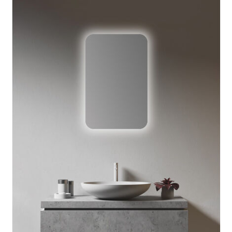 Talos Spiegelschrank Bad mit Beleuchtung oval 40 x 60 cm - Badezimmer Spiegelschrank mit hochwertigem Aluminiumkorpus in matt schwarz - Bad Spiegelschrank mit zwei GlaseinlegebÃ¶den