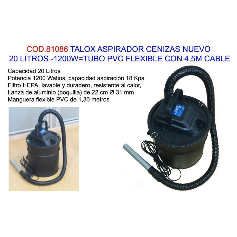 

MIBRICOTIENDA talox aspirador cenizas 20l-1200w tubo flexib+4,5m cable vc2014