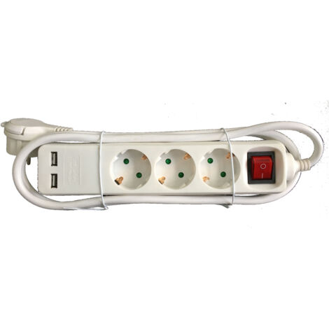 talox base multiple 3 tomas+2 usb interruptor 1,5 m cable d03bku