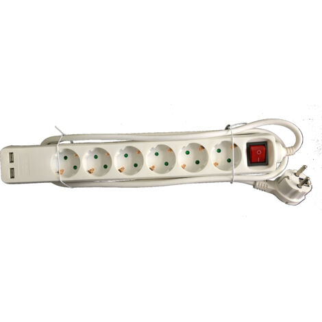 TALOX BASE MULTIPLE 6 TOMAS 2 USB INTERRUPTOR 1,5 M CABLEADO D06BKU