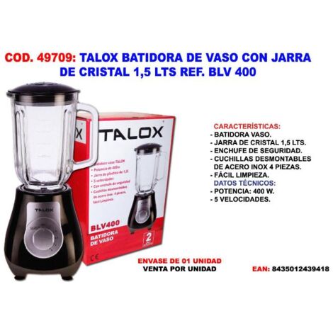 talox batidora de vaso con jarra de cristal 1,5 lts ref. blv 400
