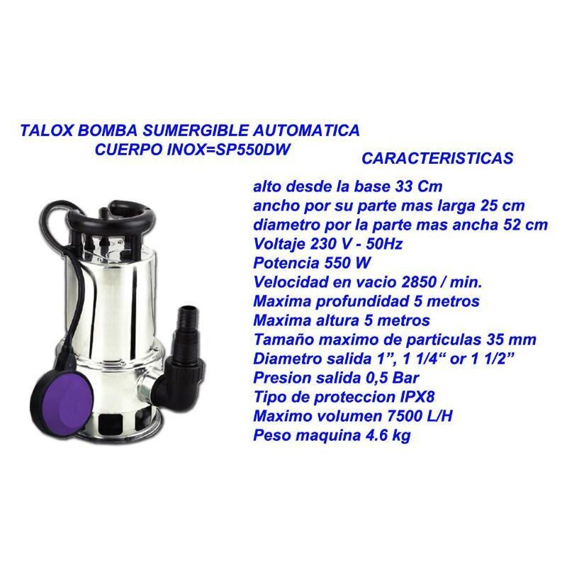 

MIBRICOTIENDA talox bomba sumergible automatica cuerpo inox sp550dw