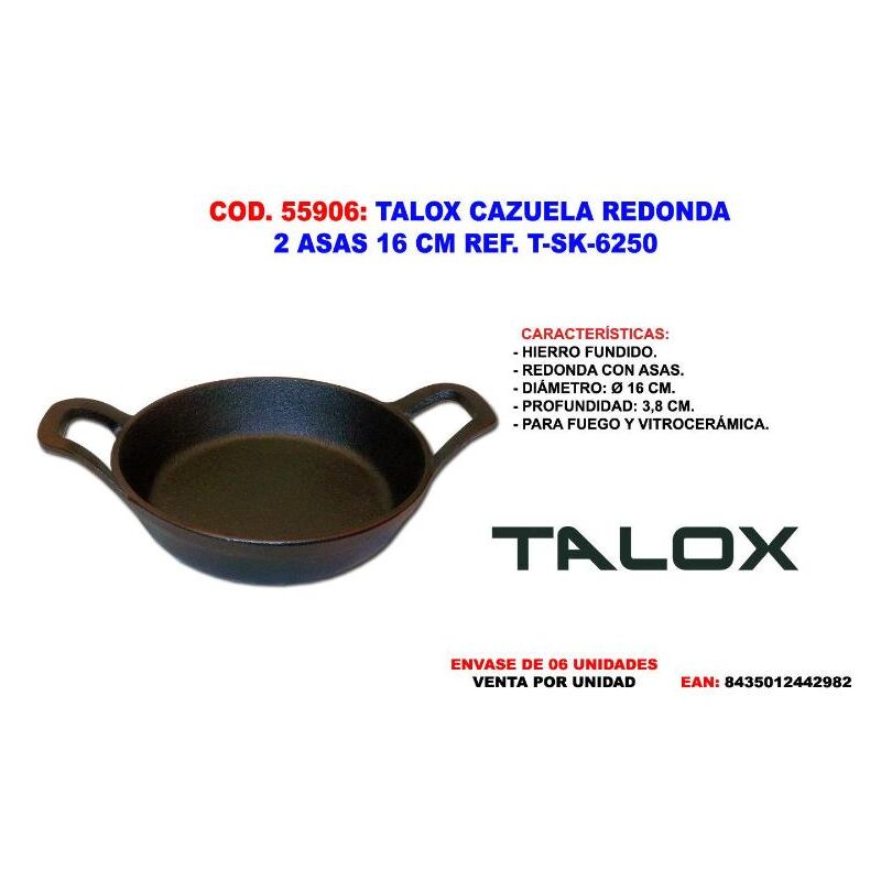 

talox cazuela redonda 2 asas 16 cm t-sk-6250 - Mibricotienda