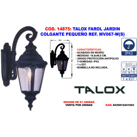 TALOX FAROL JARDIN COLGANTE PEQUEÑO REF. MV067-W(S)