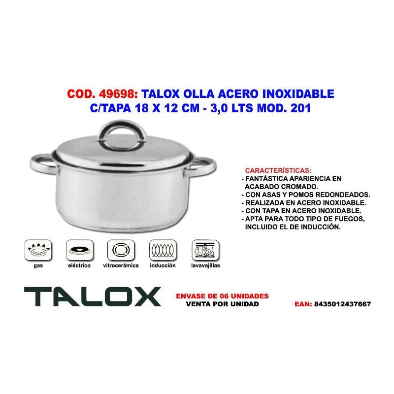 

talox olla acero inox 18-8 c-tapa 18 x 12 cm - 3,0 lts mod. 201 - Mibricotienda