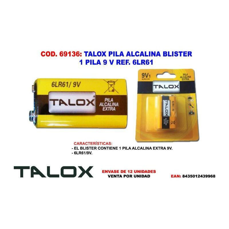 

talox pila alcalina blister 1 pila 9 v 6lr61 - Mibricotienda
