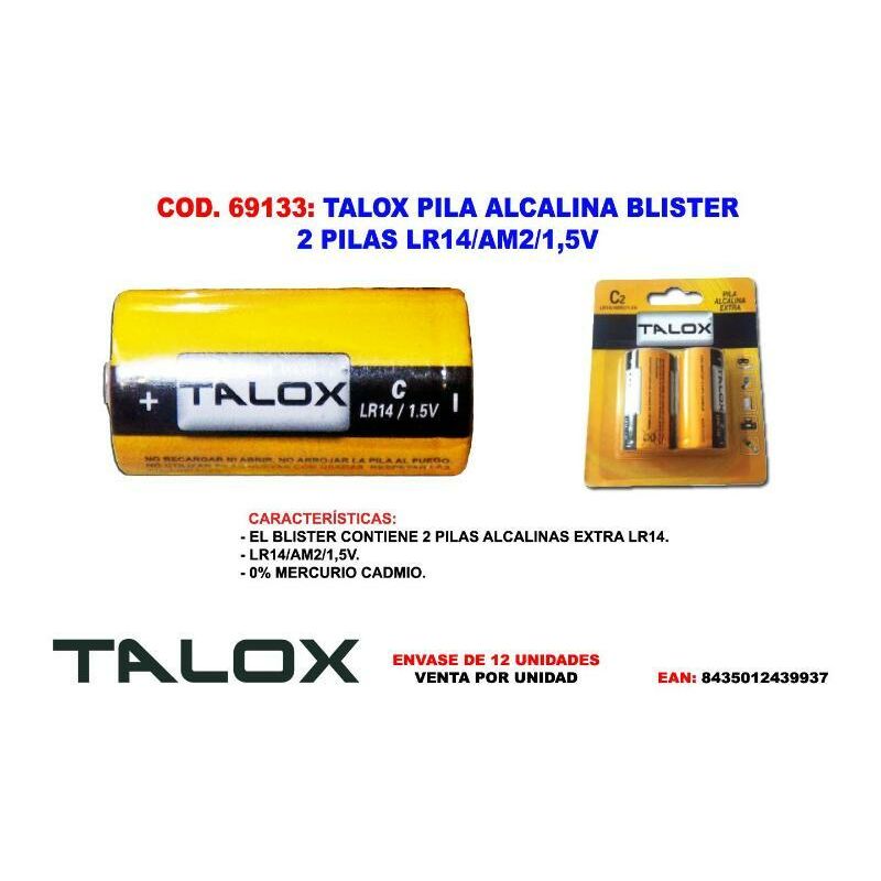 

talox pila alcalina blister 2 pilas lr14-am2-1.5v - Mibricotienda