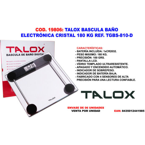 TALOX talox bascula baño electronica cristal 180 kg tgbs-810-d