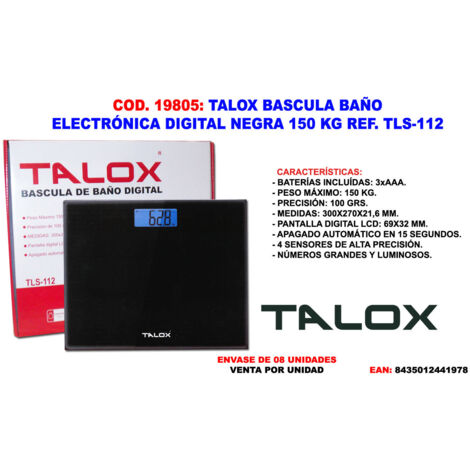 TALOX talox bascula baño electronica digital negra 150 kg tls-112