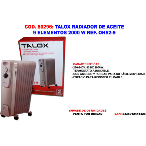 TALOX talox radiador de aceite 9 elementos 2000 w 63 cm oh52-9