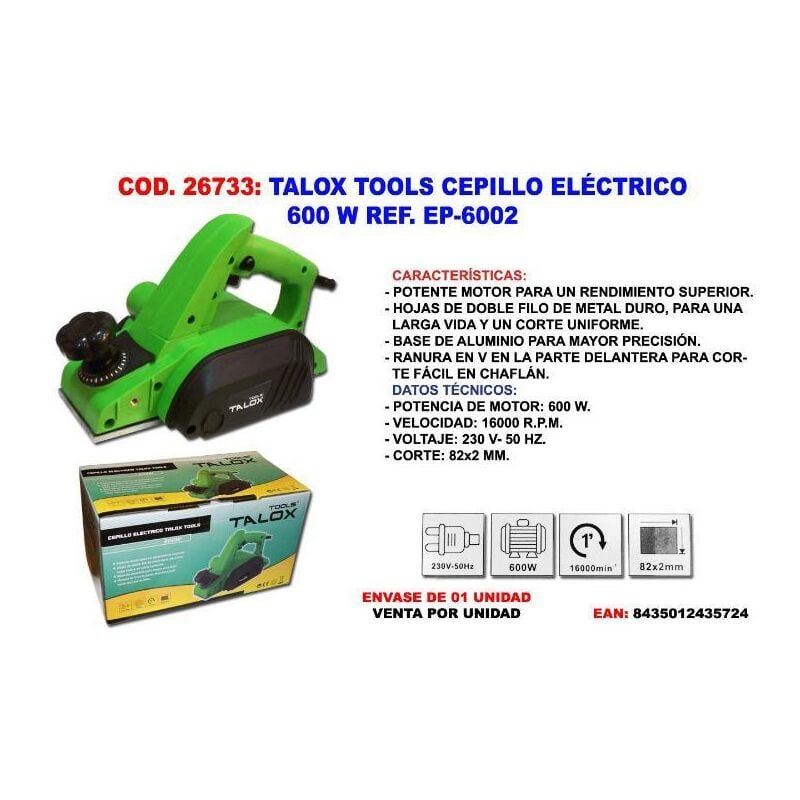 

talox tools cepillo electrico 600 w ep-6002 - Mibricotienda