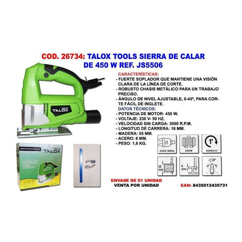 

talox tools sierra de calar 450 w js5506 - Mibricotienda