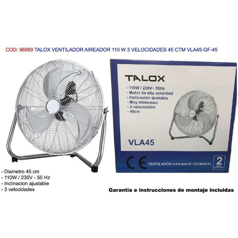 

talox ventilador aireador 110 w 3 velocidades 45 ctm vla45-ge-45 - Mibricotienda