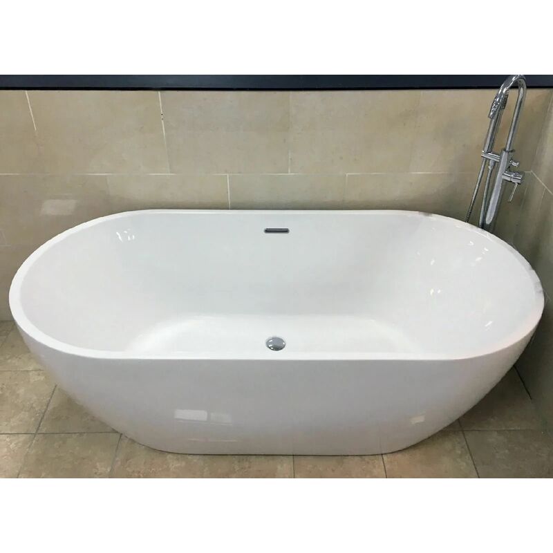 Talula Freestanding Bath Thin Rim Contemporary Modern Style Bath White Acrylic