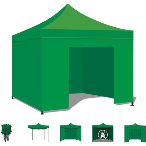 FRANKYSTAR Taman Tenda / Gazebo Per Giardino 3X3 Impermeabile Tendone Pieghevole Per Fiere E Mercati Colore Verde