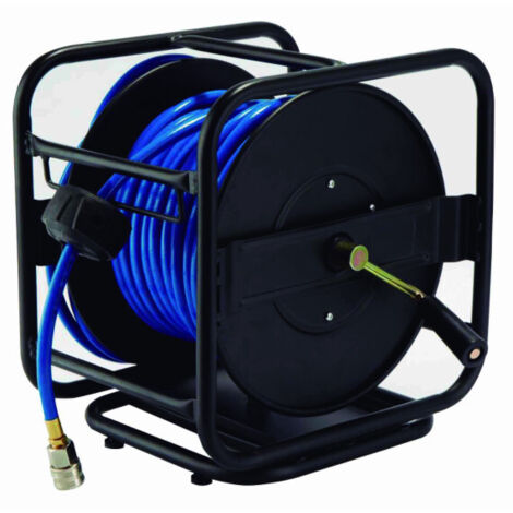 Tambor Enrollador HAL07330 – Manguera PVC 30+1 m, 1/4", 12 Bares, Ø8 mm, Carcasa Metálica con Bloqueo Automático, Uso Prolongado