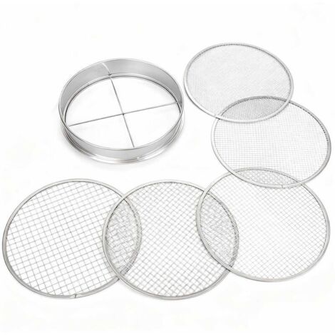 Tamis à compost rond de 30 cm de diamètre avec 5 mailles interchangeables - Tamis à compost en métal de qualité supérieure pour la terre, le compost et les graines